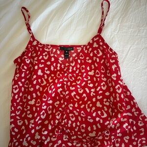 Aqua Women's Red and White Leopard Camisole